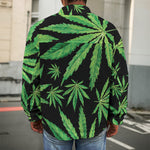 Watercolor Marijuana Leaf Pattern Print Men's Shirt Jacket