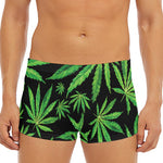Watercolor Marijuana Leaf Pattern Print Men's Short Boxer Briefs