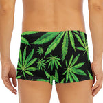 Watercolor Marijuana Leaf Pattern Print Men's Short Boxer Briefs