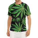 Watercolor Marijuana Leaf Pattern Print Men's Short Sleeve Rash Guard
