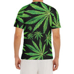 Watercolor Marijuana Leaf Pattern Print Men's Short Sleeve Rash Guard