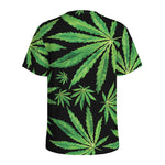 Watercolor Marijuana Leaf Pattern Print Men's Sports T-Shirt