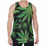 Watercolor Marijuana Leaf Pattern Print Men's Velvet Tank Top