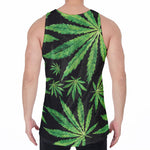 Watercolor Marijuana Leaf Pattern Print Men's Velvet Tank Top