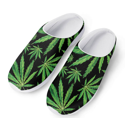 Watercolor Marijuana Leaf Pattern Print Mesh Casual Shoes