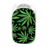 Watercolor Marijuana Leaf Pattern Print Mesh Laundry Hamper