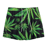 Watercolor Marijuana Leaf Pattern Print Mesh Shorts