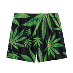 Watercolor Marijuana Leaf Pattern Print Mesh Shorts