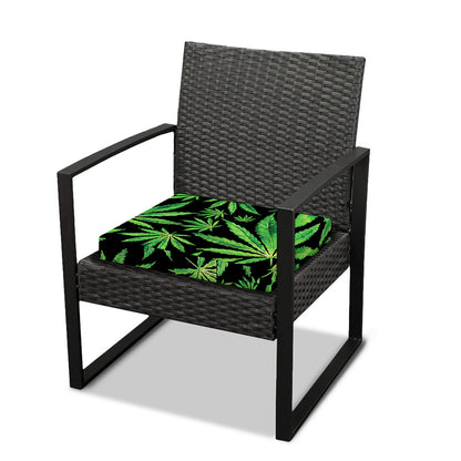 Watercolor Marijuana Leaf Pattern Print Outdoor Seat Cushion Cover