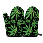 Watercolor Marijuana Leaf Pattern Print Oven Mitts