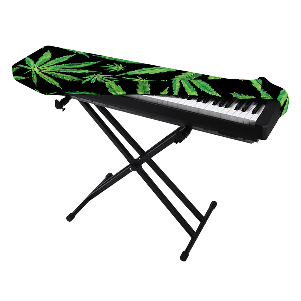 Watercolor Marijuana Leaf Pattern Print Piano Keyboard Cover