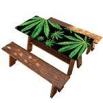 Watercolor Marijuana Leaf Pattern Print Picnic Table Cover