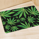 Watercolor Marijuana Leaf Pattern Print Polyester Doormat