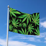 Watercolor Marijuana Leaf Pattern Print Polyester Flag