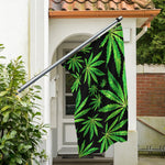 Watercolor Marijuana Leaf Pattern Print Polyester Flag