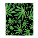 Watercolor Marijuana Leaf Pattern Print Polyester Shower Curtain