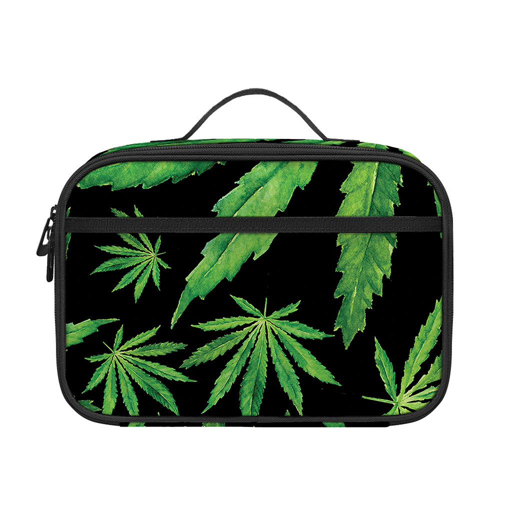 Watercolor Marijuana Leaf Pattern Print Portable Lunch Bag
