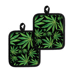 Watercolor Marijuana Leaf Pattern Print Pot Holders