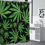 Watercolor Marijuana Leaf Pattern Print Premium Shower Curtain
