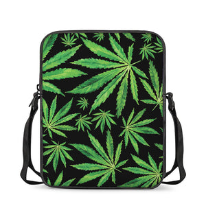 Watercolor Marijuana Leaf Pattern Print Rectangular Crossbody Bag