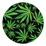 Watercolor Marijuana Leaf Pattern Print Round Blanket