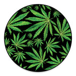 Watercolor Marijuana Leaf Pattern Print Round Floor Mat