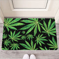 Watercolor Marijuana Leaf Pattern Print Rubber Doormat