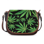 Watercolor Marijuana Leaf Pattern Print Saddle Bag