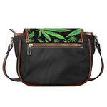 Watercolor Marijuana Leaf Pattern Print Saddle Bag