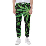 Watercolor Marijuana Leaf Pattern Print Scuba Joggers