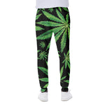 Watercolor Marijuana Leaf Pattern Print Scuba Joggers