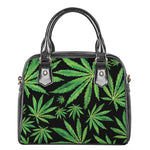 Watercolor Marijuana Leaf Pattern Print Shoulder Handbag