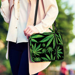 Watercolor Marijuana Leaf Pattern Print Shoulder Strap Bible Bag