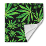 Watercolor Marijuana Leaf Pattern Print Silk Bandana