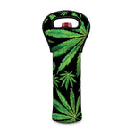 Watercolor Marijuana Leaf Pattern Print Single Neoprene Wine Tote