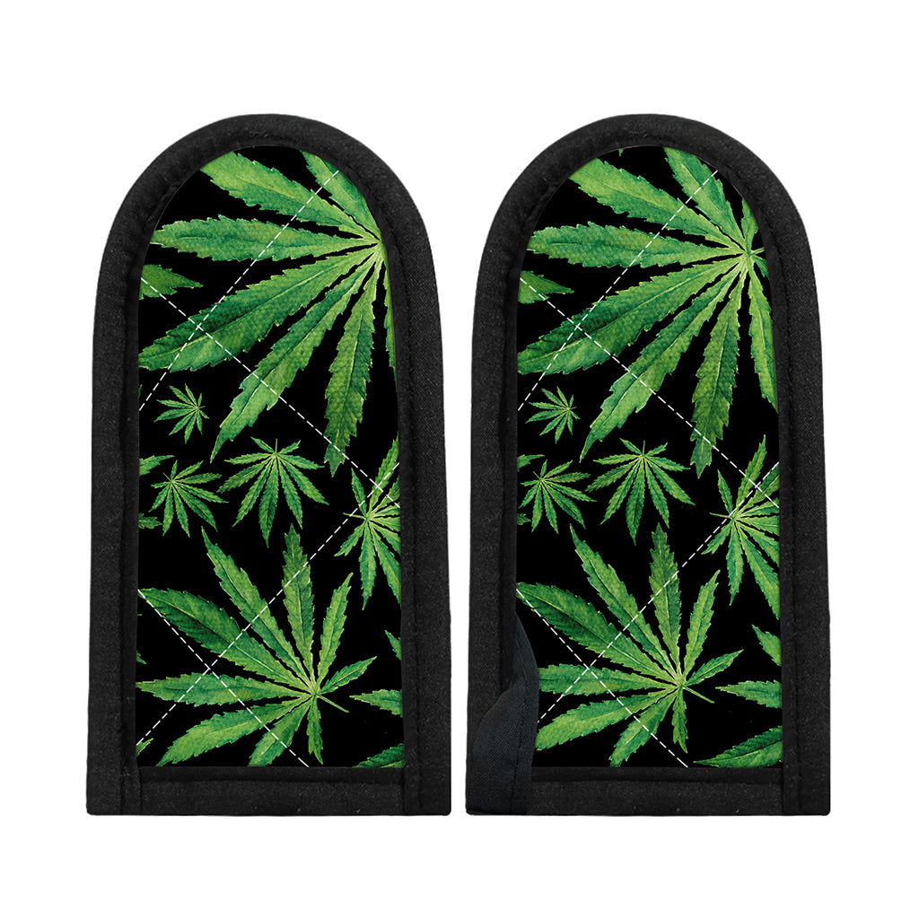 Watercolor Marijuana Leaf Pattern Print Skillet Handle Cover