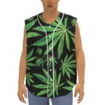 Watercolor Marijuana Leaf Pattern Print Sleeveless Baseball Jersey