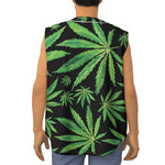 Watercolor Marijuana Leaf Pattern Print Sleeveless Baseball Jersey