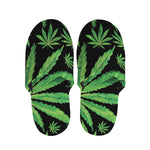 Watercolor Marijuana Leaf Pattern Print Slippers
