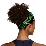 Watercolor Marijuana Leaf Pattern Print Sports Headband