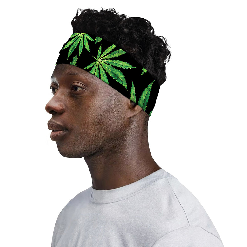 Watercolor Marijuana Leaf Pattern Print Sports Headband