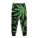 Watercolor Marijuana Leaf Pattern Print Sweatpants