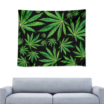 Watercolor Marijuana Leaf Pattern Print Tapestry