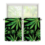 Watercolor Marijuana Leaf Pattern Print Tier Curtains