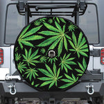Watercolor Marijuana Leaf Pattern Print Tire Cover With Camera Hole