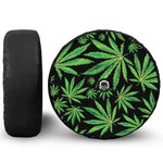 Watercolor Marijuana Leaf Pattern Print Tire Cover With Camera Hole