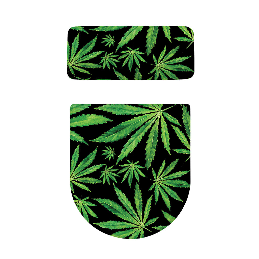Watercolor Marijuana Leaf Pattern Print Toilet Lid And Tank Cover Set