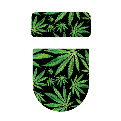 Watercolor Marijuana Leaf Pattern Print Toilet Lid And Tank Cover Set