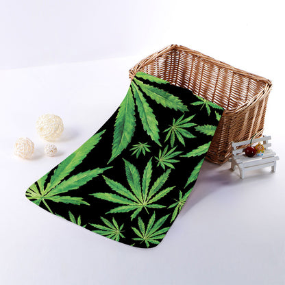 Watercolor Marijuana Leaf Pattern Print Towel