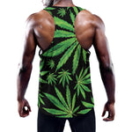 Watercolor Marijuana Leaf Pattern Print Training Tank Top